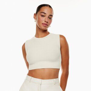 Aritzia Babaton Sculpt Knit Muscle Cropped Tank in Matte Pearl (Ivory) - Size S